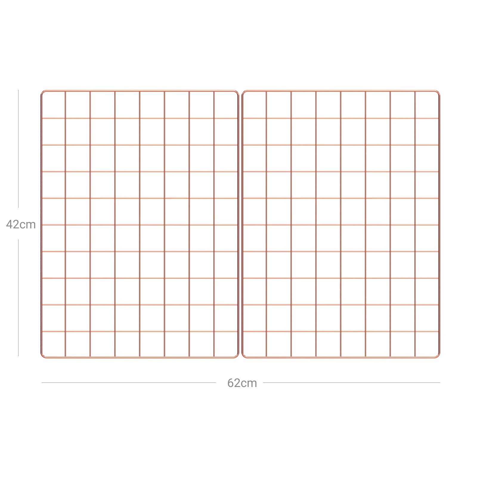 Wall Grid Photo Panel – Metal Mesh – Rose Gold – Set of 2 with S Hooks and Clips