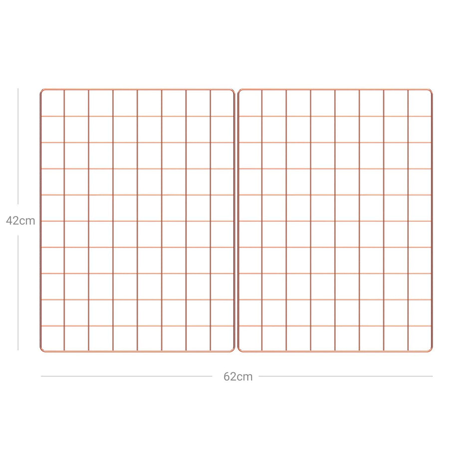 Wall Grid Photo Panel – Metal Mesh – Rose Gold – Set of 2 with S Hooks and Clips