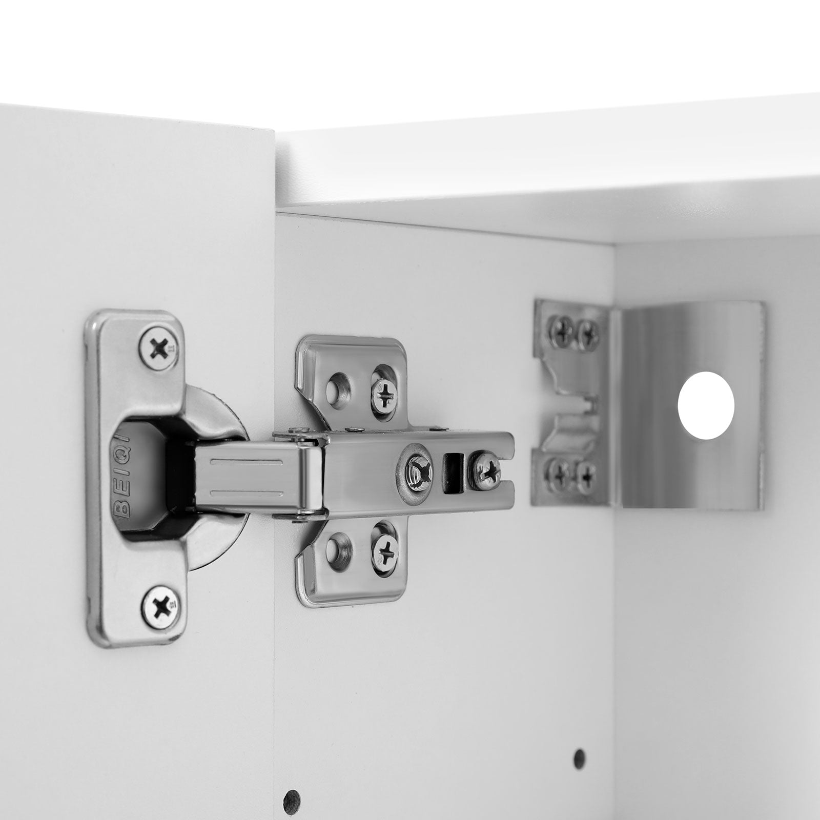 Wall Mounted Bathroom Cabinet – Wood – White – Adjustable Shelves and Buffer Hinges