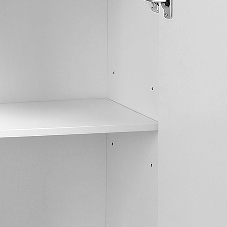 Wall Mounted Bathroom Cabinet – Wood – White – Adjustable Shelves and Buffer Hinges
