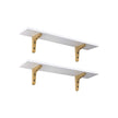 Floating Wall Mounted Shelves – Wood – White and Natural – Set of 2, Max Capacity 15 kg Each