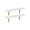Floating Wall Mounted Shelves – Wood – White and Natural – Set of 2, Max Capacity 15 kg Each