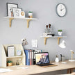 Floating Wall Mounted Shelves – Wood – White and Natural – Set of 2, Max Capacity 15 kg Each