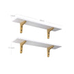 Floating Wall Mounted Shelves – Wood – White and Natural – Set of 2, Max Capacity 15 kg Each