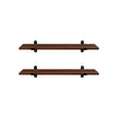 Wall Mounted Floating Shelves – MDF – Brown & Black – Set of 2, Retro Style, Max Capacity 15 kg Each