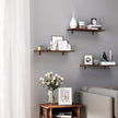 Wall Mounted Floating Shelves – MDF – Brown & Black – Set of 2, Retro Style, Max Capacity 15 kg Each