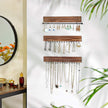 Wall-Mounted Jewellery Organisers – Wood – Rustic Brown – Set of 3 with Bracelet Rod and 30 Hooks