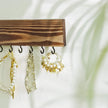 Wall-Mounted Jewellery Organisers – Wood – Rustic Brown – Set of 3 with Bracelet Rod and 30 Hooks