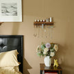 Wall-Mounted Jewellery Organiser – Wood – Rustic Brown – Display with Shelf and Hooks for Earrings and Bracelets