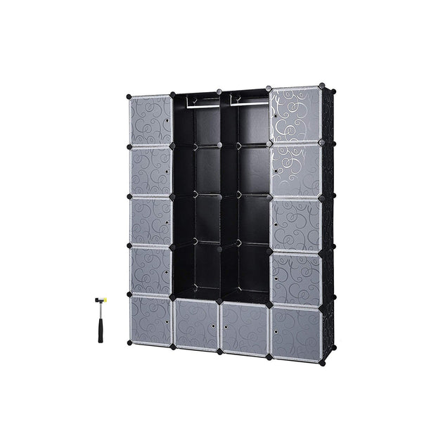 Wardrobe – Metal – Black – Two Clothes Rails, Spacious Storage