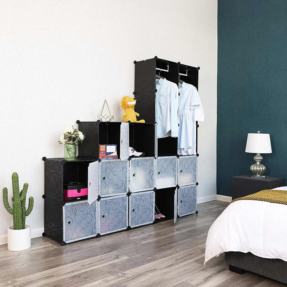 Wardrobe – Metal – Black – Two Clothes Rails, Spacious Storage