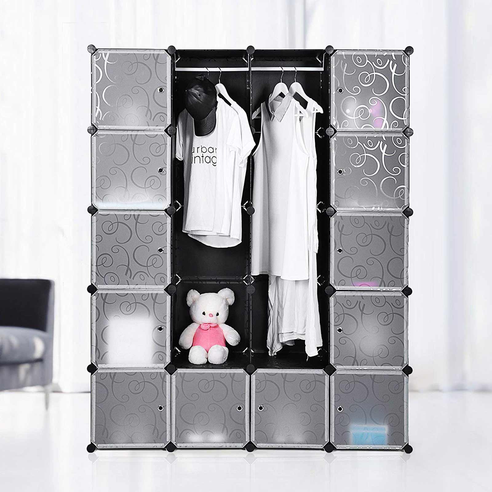 Wardrobe – Metal – Black – Two Clothes Rails, Spacious Storage