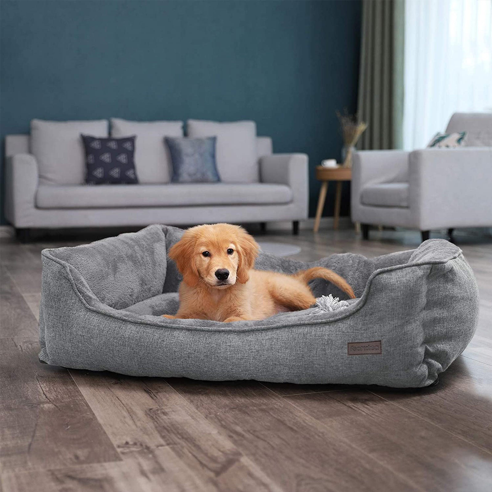 Dog Bed – Fabric – Brown – XXL with Removable Cover