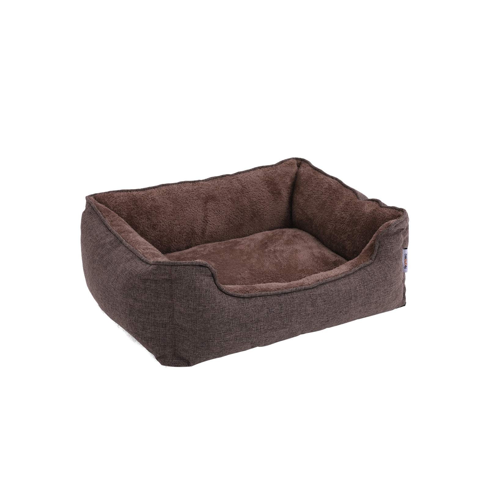 Dog Bed – Plush Fabric – Brown – Washable with Removable Cover