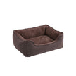 Dog Bed – Plush Fabric – Brown – Washable with Removable Cover