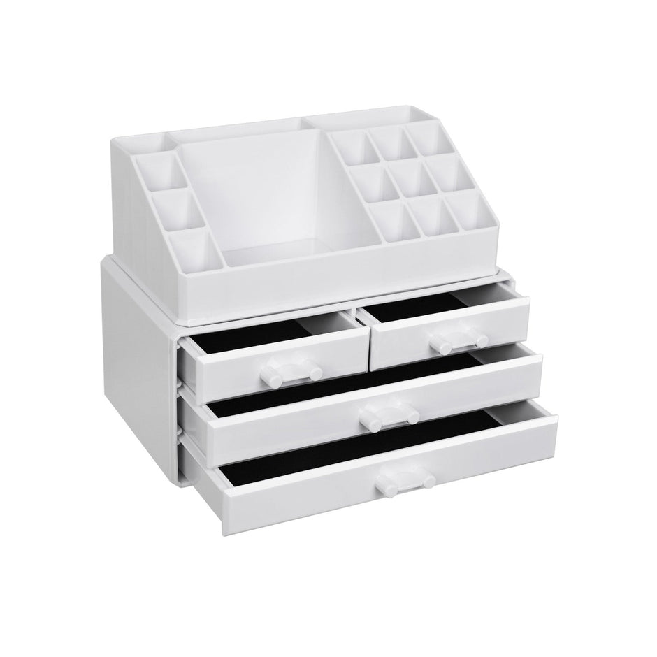 Acrylic Makeup Organizer – Acrylic – White – 4 Drawer Storage Solution for Cosmetics and Jewelry