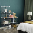 Storage Cubes – Metal Wire – White – Interlocking Shelving Unit with PP Plastic Sheets