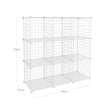 Storage Cubes – Metal Wire – White – Interlocking Shelving Unit with PP Plastic Sheets