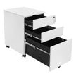 Lockable Steel File Cabinet – Steel – White – Mobile Design with 3 Drawers and Suspension File Hanging Rails