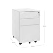 Lockable Steel File Cabinet – Steel – White – Mobile Design with 3 Drawers and Suspension File Hanging Rails