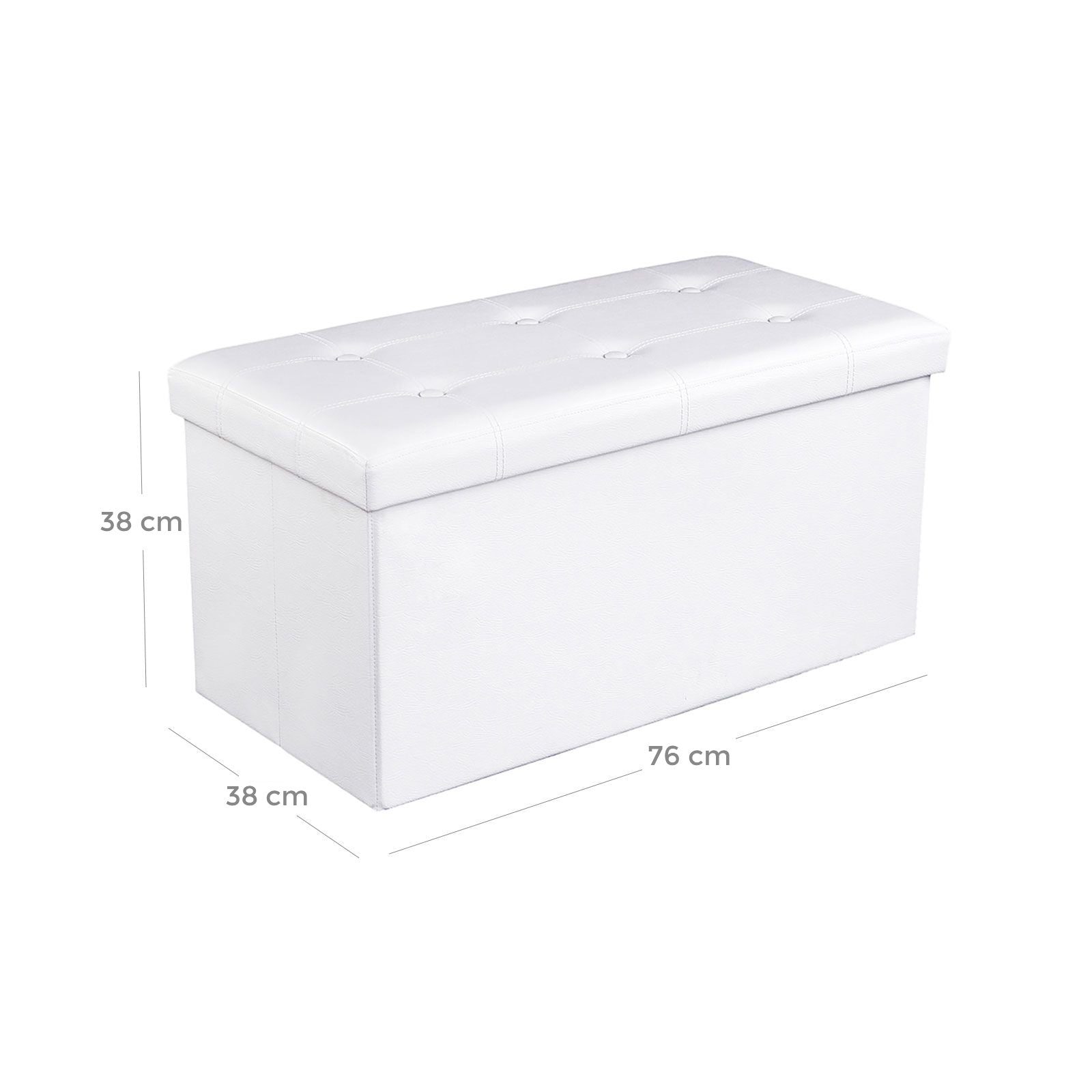 Folding Storage Ottoman – Faux Leather – White – Maximum Load 300 kg