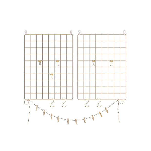 Wire Wall Grid Panel – Metal – Rose Gold – Multifunctional Photo Display Set of 2