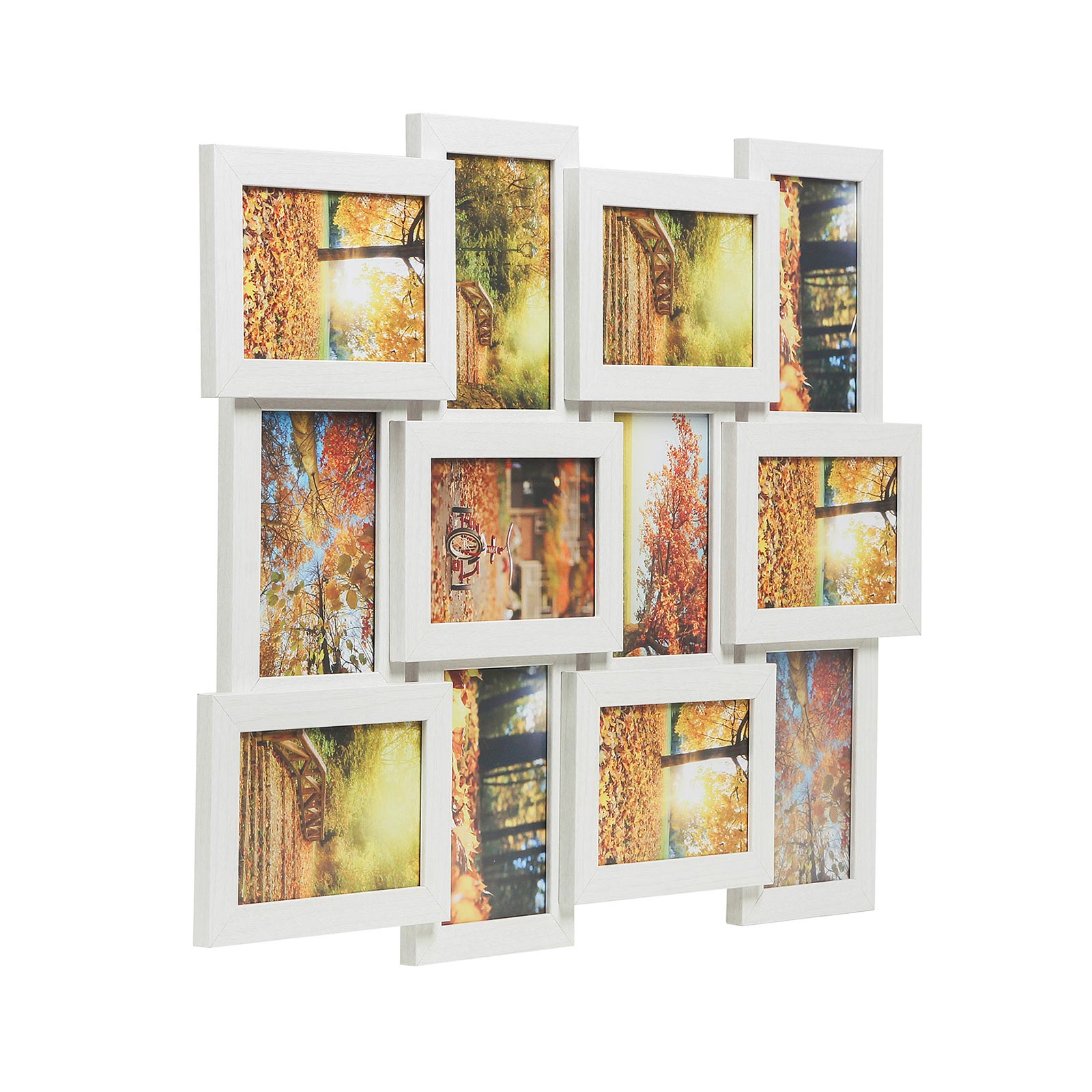 Collage Picture Frame – White Wood Grain – 12 Photos (4
