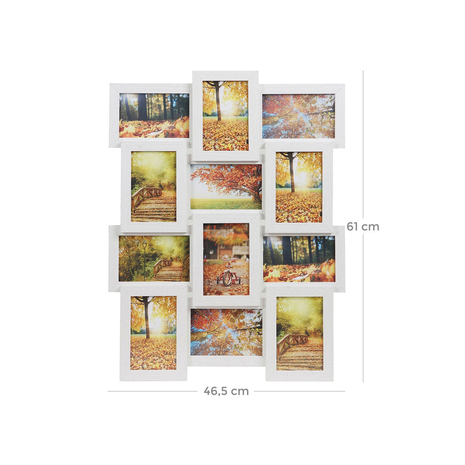 Collage Picture Frame – White Wood Grain – 12 Photos (4