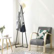 Coat Rack Stand – Beech Wood – Black and Natural Grain – 9 Hooks for Clothes, Hats, and Bags