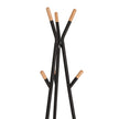 Coat Rack Stand – Beech Wood – Black and Natural Grain – 9 Hooks for Clothes, Hats, and Bags