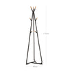 Coat Rack Stand – Beech Wood – Black and Natural Grain – 9 Hooks for Clothes, Hats, and Bags