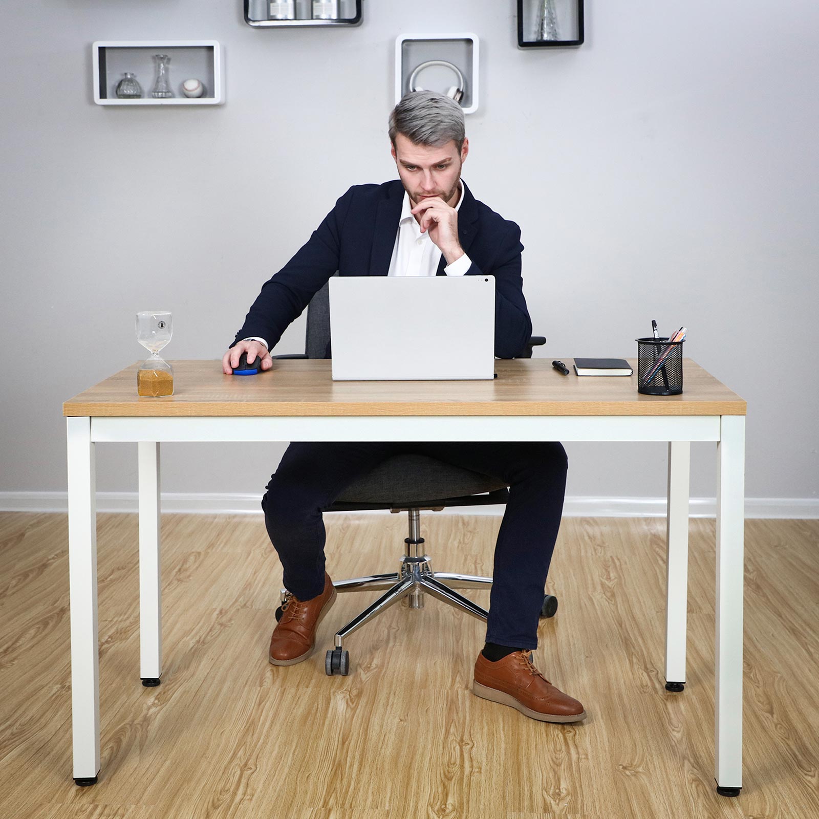 Study Table – Wood – Natural Finish – Large Surface Area with Adjustable Leveling Feet