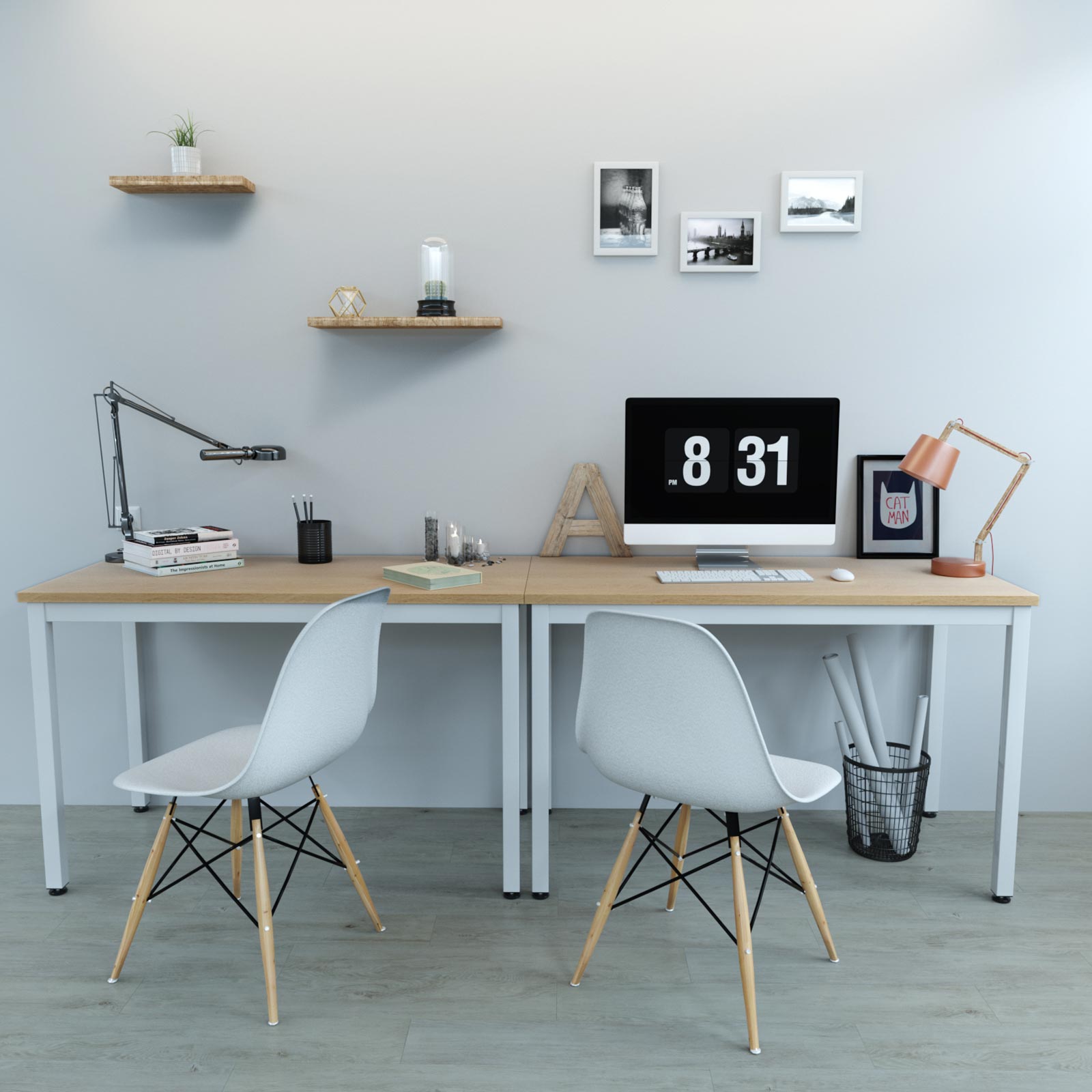 Study Table – Wood – Natural Finish – Large Surface Area with Adjustable Leveling Feet