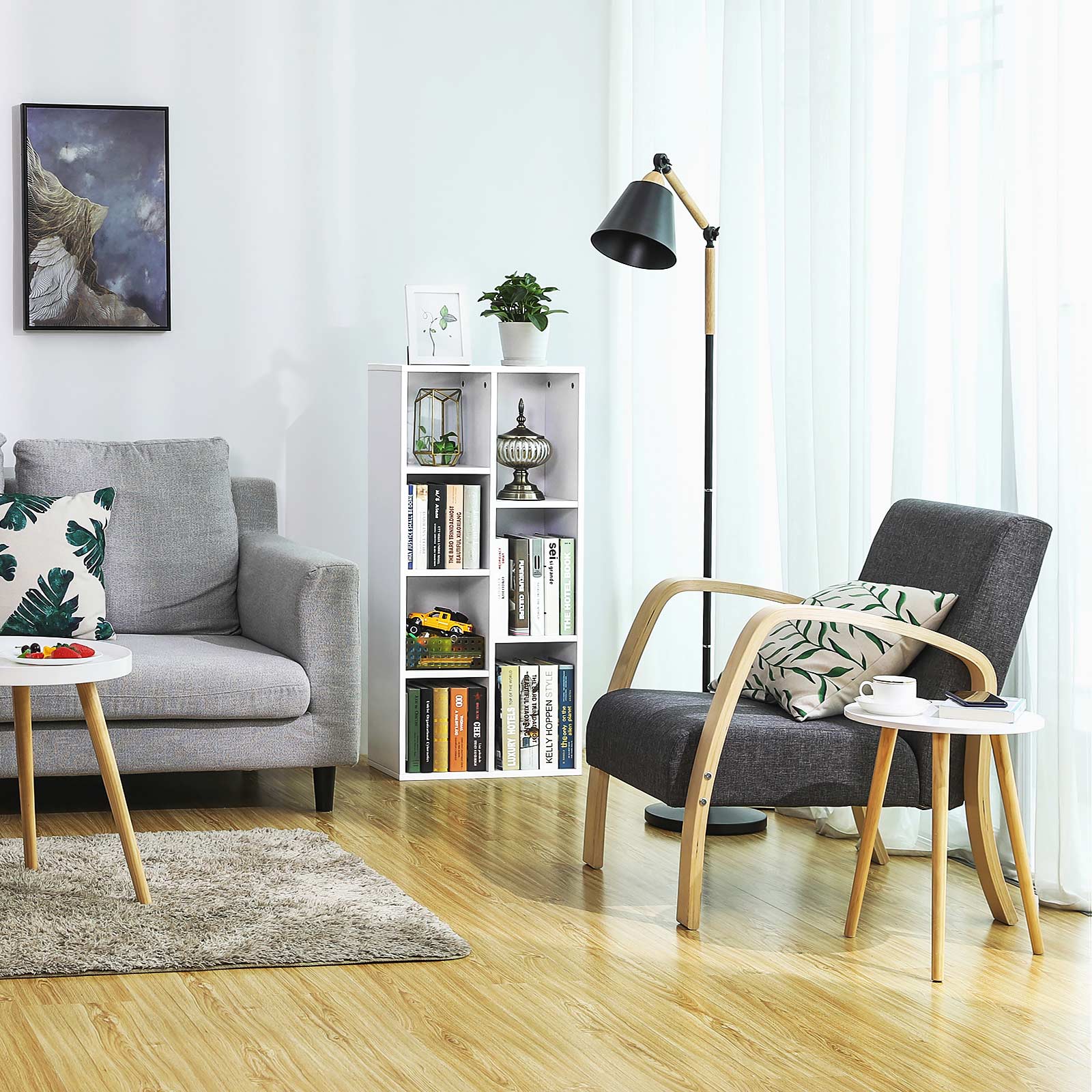 Bookcase – Wood – Oak – 7 Grid Design