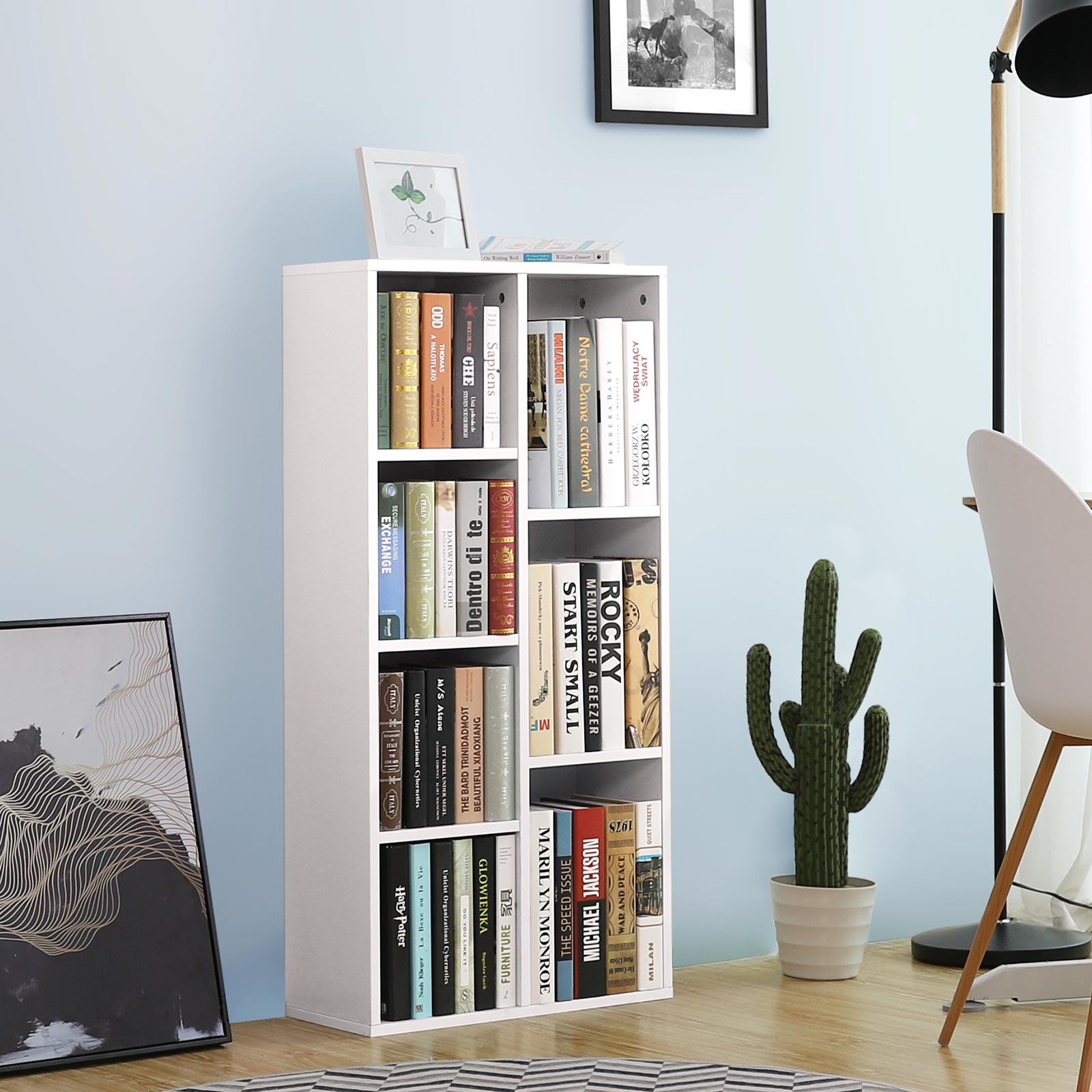 Bookcase – Wood – Oak – 7 Grid Design