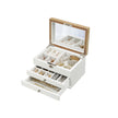 Jewelry Organizer – Engineered Wood – Black – 3-Tier with Velvet Lining and Drawers