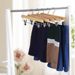 Wooden Skirt Trouser Hangers – Wood – Natural Finish – Adjustable Clips with Rotated Hooks