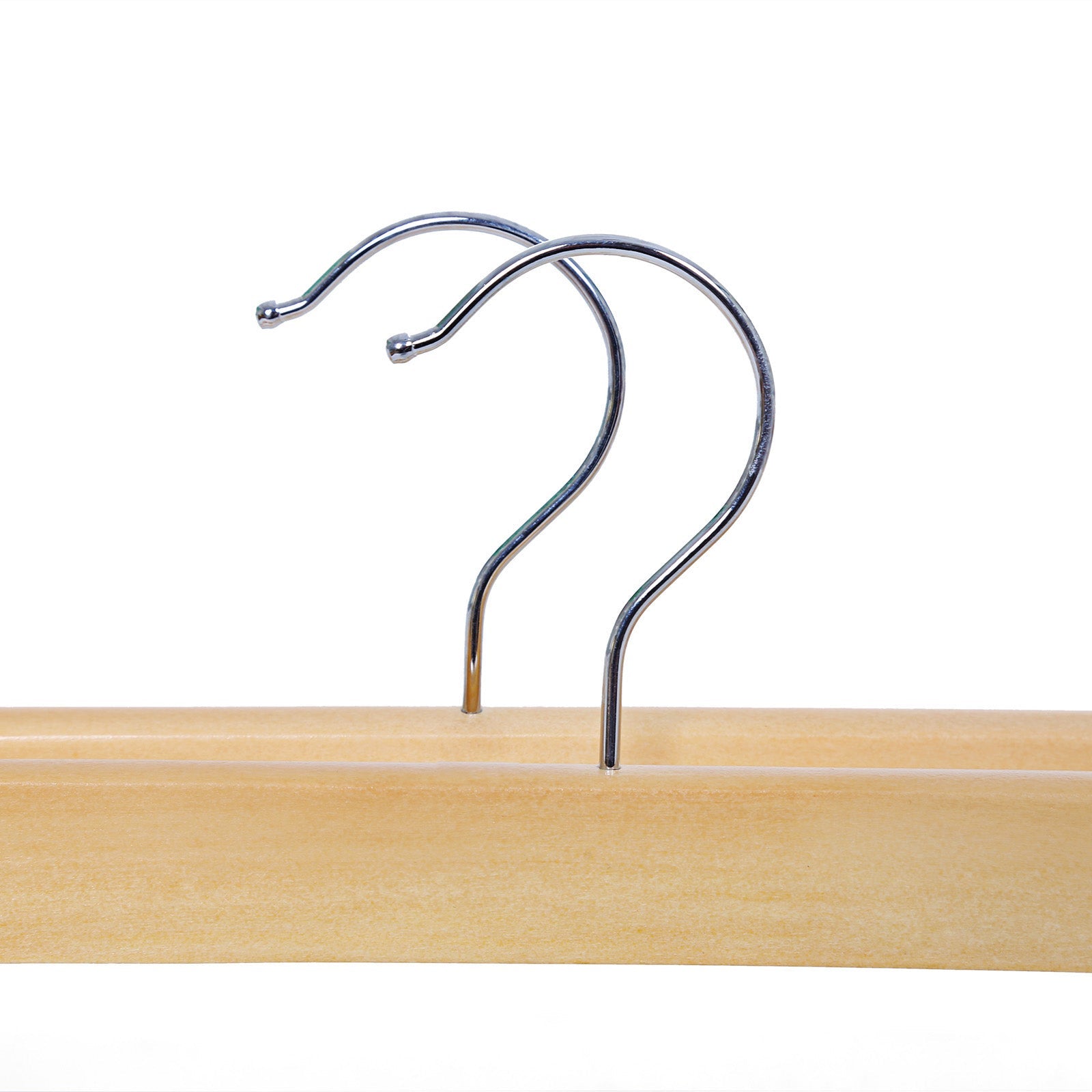 Wooden Skirt Trouser Hangers – Wood – Natural Finish – Adjustable Clips with Rotated Hooks