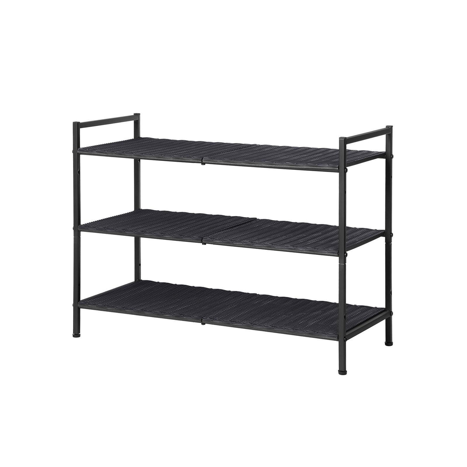3-Tier Shoe Rack – Polyrattan – Smoky Grey – Stackable with Adjustable Shelves