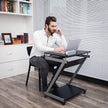 Z-Shaped Computer Desk – Wood – White – Mobile with Sliding Keyboard and Wheels