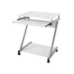 Z-Shaped Computer Desk – Wood – White – Mobile with Sliding Keyboard and Wheels