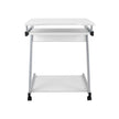 Z-Shaped Computer Desk – Wood – White – Mobile with Sliding Keyboard and Wheels