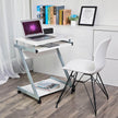Z-Shaped Computer Desk – Wood – White – Mobile with Sliding Keyboard and Wheels