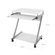Z-Shaped Computer Desk – Wood – White – Mobile with Sliding Keyboard and Wheels