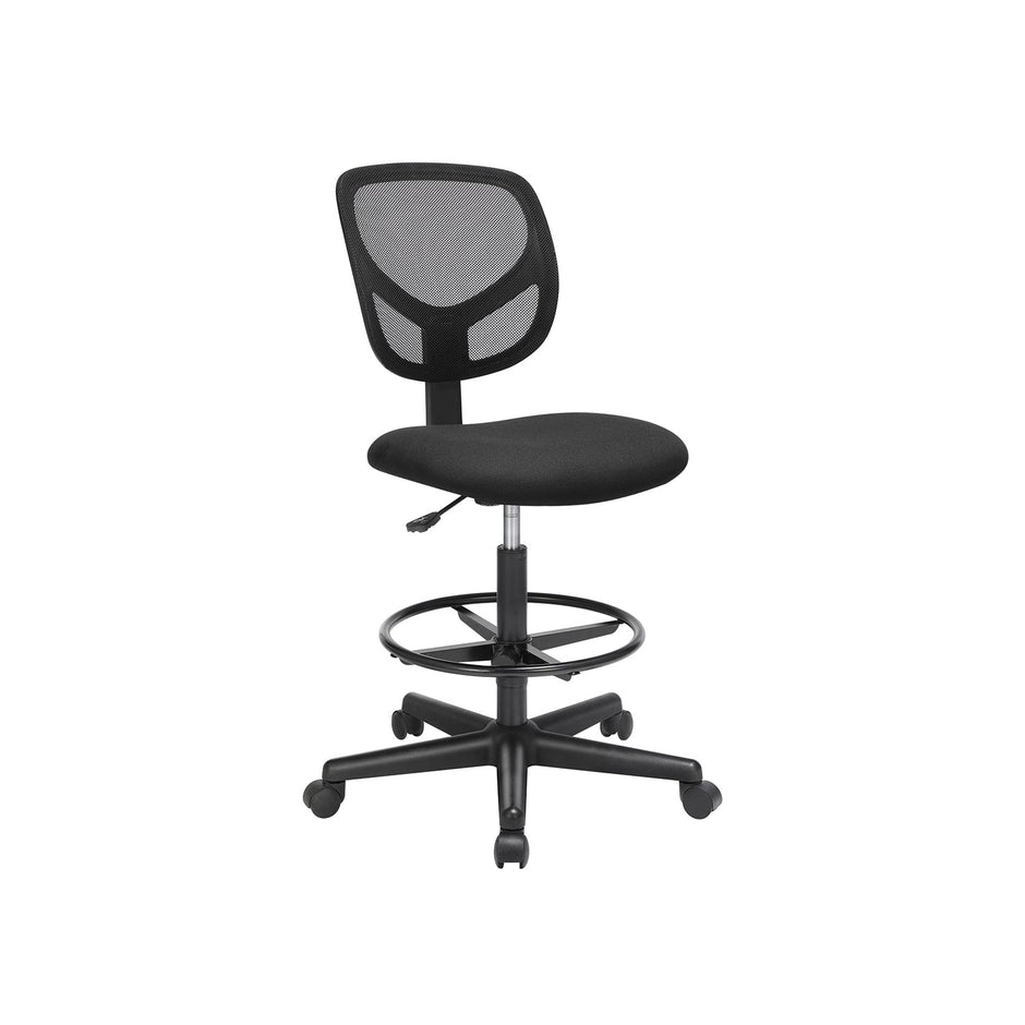 Drafting Stool Chair – Mesh – Black – Ergonomic Design with Adjustable Height Footrest