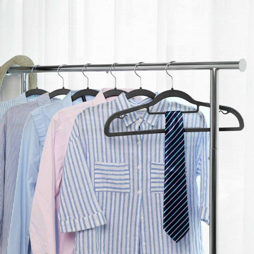 Coat Hangers – Heavy Duty Plastic – Grey – Non-Slip Design, 360° Swivel Hook, Space-Saving, 42 cm Wide, Pack of 30