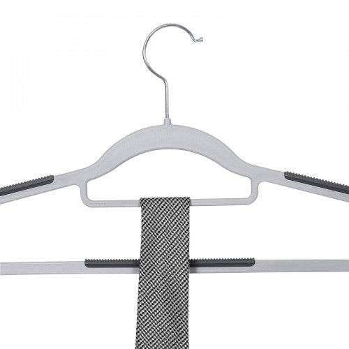 Coat Hangers – Heavy Duty Plastic – Grey – Non-Slip Design, 360° Swivel Hook, Space-Saving, 42 cm Wide, Pack of 30
